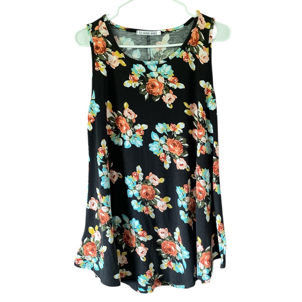 JollieLovin Floral Sleeveless Tunic Top Size Small